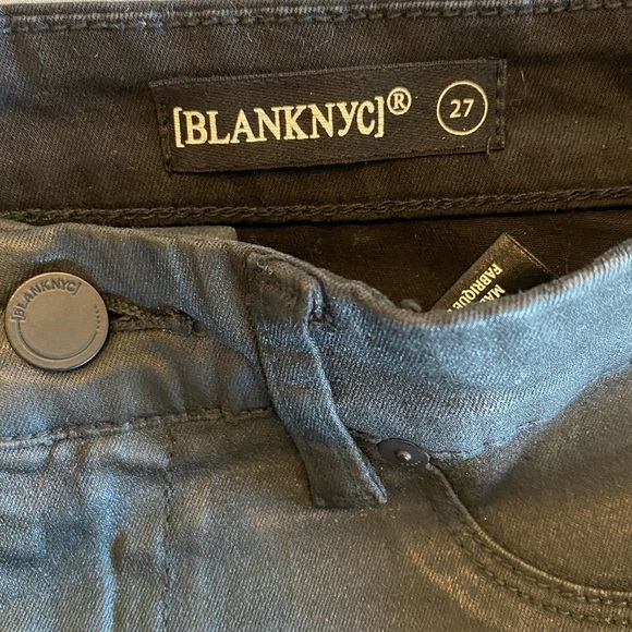 Blank NYC Spartacus Black Denim Coated Mini Skirt Size 27 - Picture 7 of 10